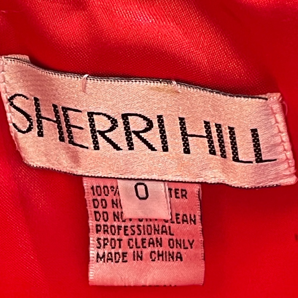 Sherri Hill Red CORKSCREW Ruffled Dress WOMENS SIZE 0 NWT GEMSTONE WAISTBAND - Picture 11 of 15